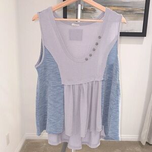 POL Heather Blue Layered Tank Top